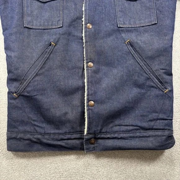 Vintage‎ Dickies Sherpa Lined Denim Jean Jacket Western Trucker Coat Mens Small